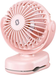 WhirlGo: Stroller Fan with Clip - Portable Rechargeable Mini Fan with Strong Clamp, 3 Speeds, 11Hrs Cooling, Cute Small Personal Desk Cooler for Bed Pet Carriers Umbrell Travel Outdoor - Black