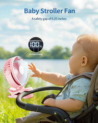 WhirlGo:  Portable Clip on Fan - Battery Operated Stroller Fan, 4000mAh Small Rechargeable Fans with LED Display, 4 Speeds, Mini Personal Cooling Desk Cooler for Golf Cart Travel Camping Gym (Black)