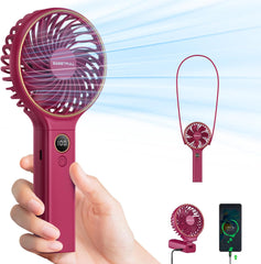WhirlGo:  Handheld Fan, Portable Fan, 5000mAh Rechargeable Battery, 6 Speed Wind, LED Display, Personal Mini Travel Fan with Backup Power, Hand Held Fan USB Foldable Electric Fan for Women Girl