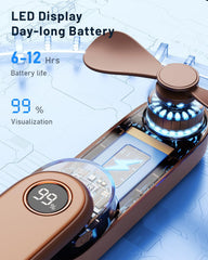 WhirlGo: Portable Handheld Mini Fan with LED Display, 2-in-1 Personal Foldable USB Rechargeable Hand Held Fan & Flashlight for Travel, Lash Eyelash, Cute Small Pocket for Women, Girls