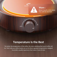 WhirlGo: Mug Warmer for Coffee and Tea Coffee Mug Warmer W/Mug and Lid Coffee Warmer As Coffee Gifts for Desk Office Coffee Lovers. （20W Cup Warmer Candle Warmer Auto Shut Off） (Wood Grain)