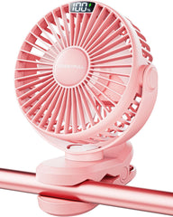 WhirlGo:  Portable Clip on Fan - Battery Operated Stroller Fan, 4000mAh Small Rechargeable Fans with LED Display, 4 Speeds, Mini Personal Cooling Desk Cooler for Golf Cart Travel Camping Gym (Black)