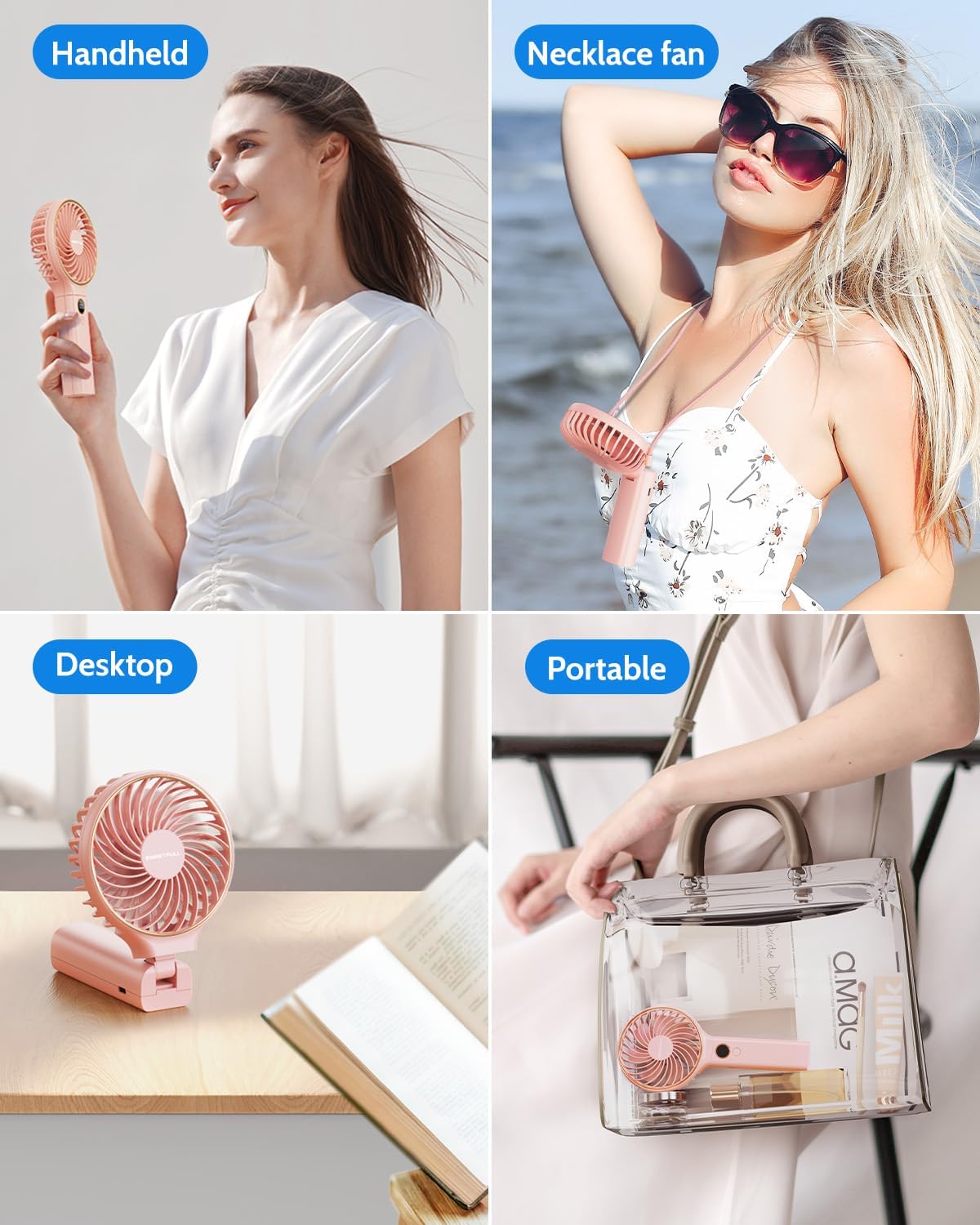 WhirlGo:  Handheld Fan, Portable Fan, 5000mAh Rechargeable Battery, 6 Speed Wind, LED Display, Personal Mini Travel Fan with Backup Power, Hand Held Fan USB Foldable Electric Fan for Women Girl